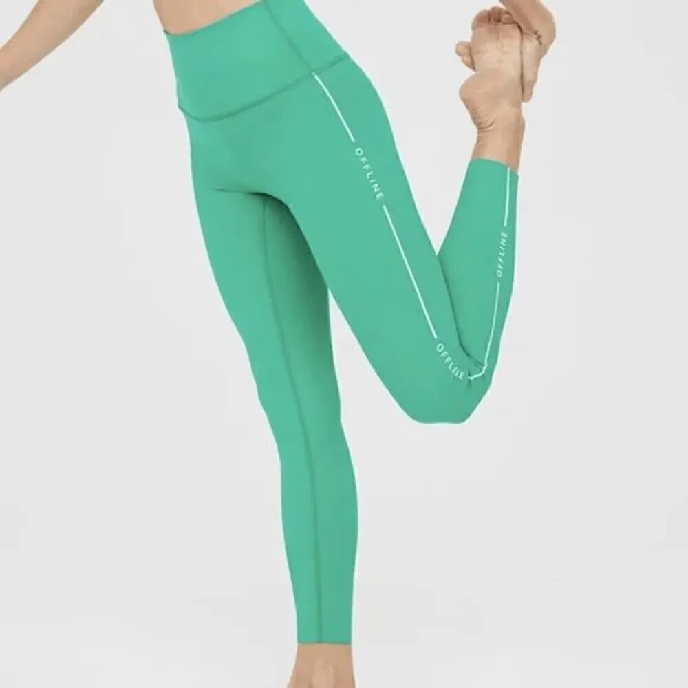 Aerie OFFLINE Goals Logo Leggings Aqua Green XL - Image 7