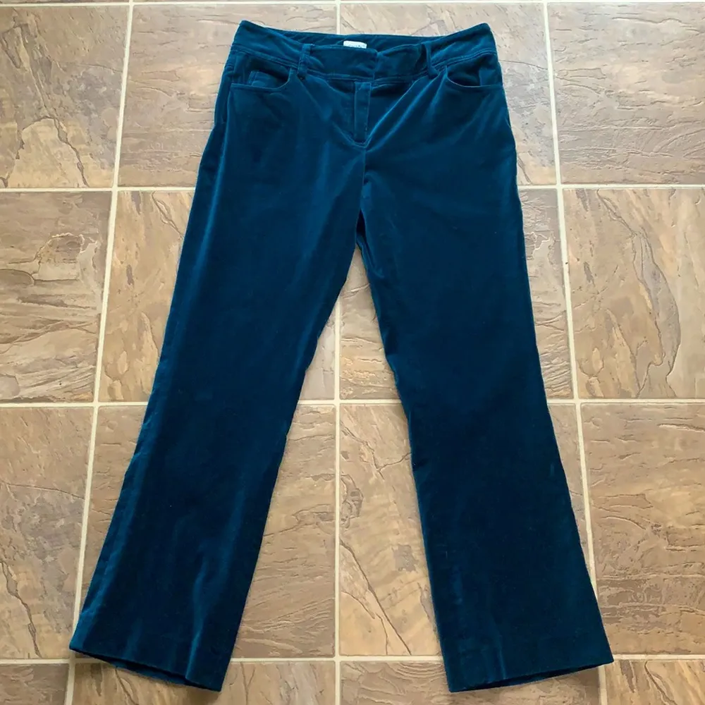 Cache Velvet Teal Bootcut Velour Pants Sz 4 - Image 2