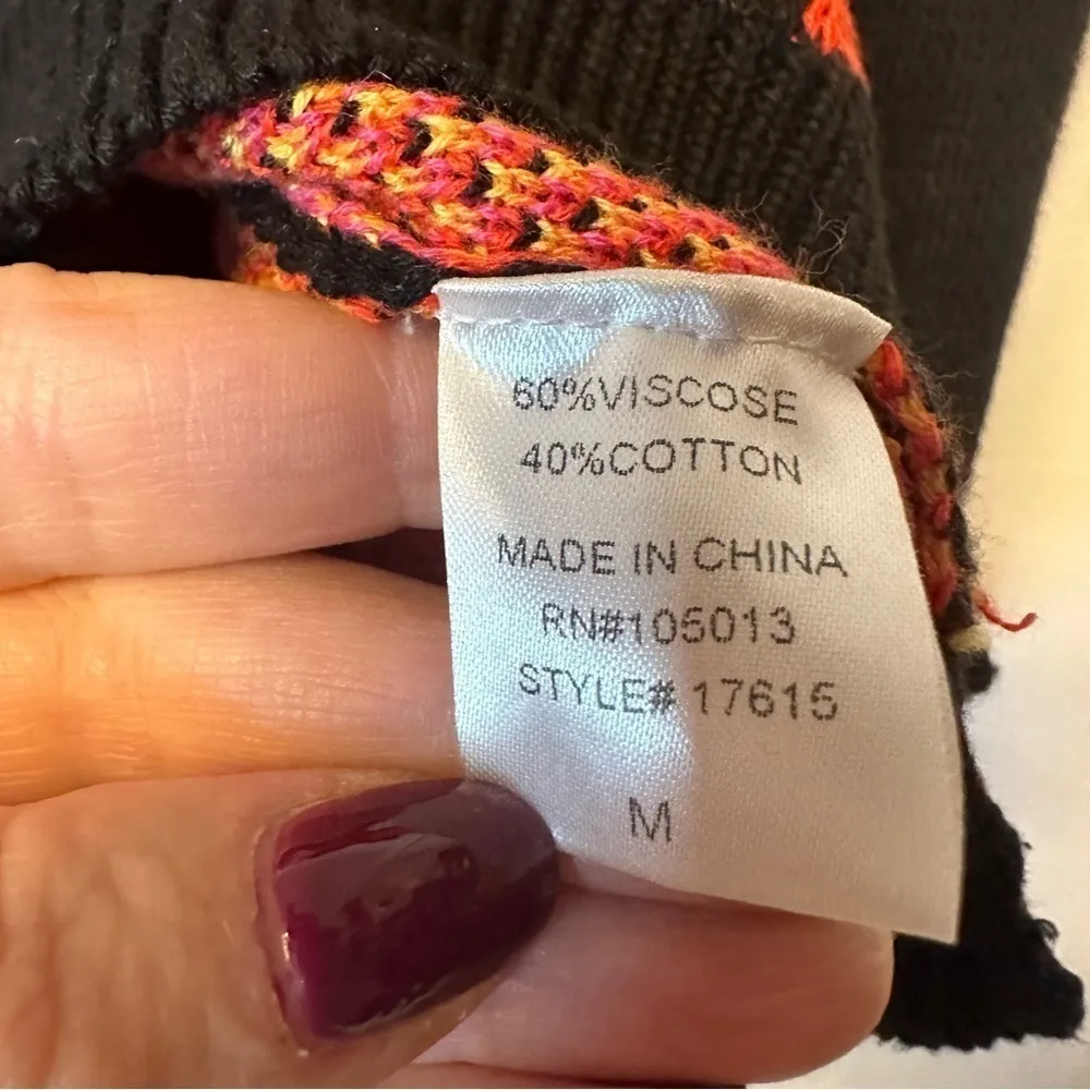 ANDREE by Unit Pink Red Yellow Luscious Lips Kiss Sweater Distressed Women’s M - Image 5