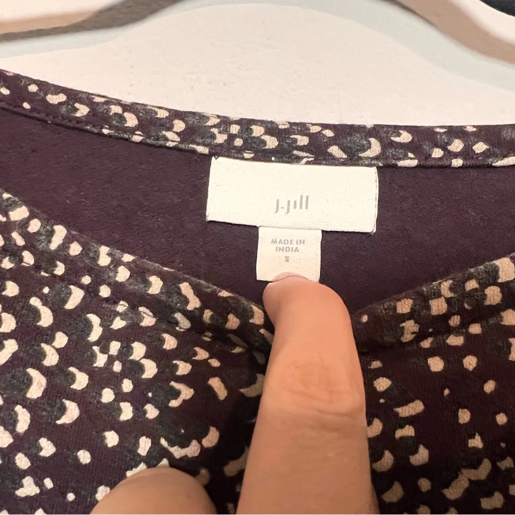 J. Jill Blouse Top Long Sleeve Brown White Patterned Dots Size Small Oversized - Image 9