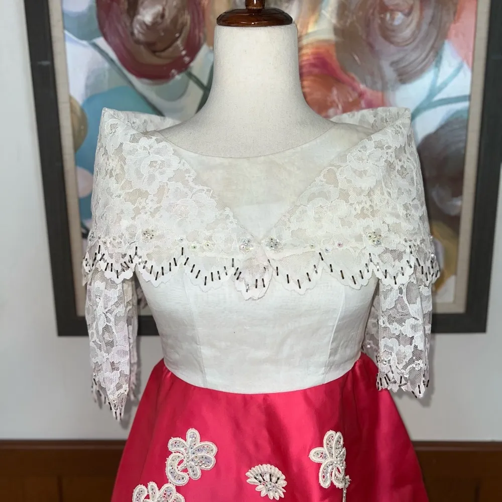 Fabulous Vintage 1950s Prom Dress & Shawl! Pink Size XS - Image 3