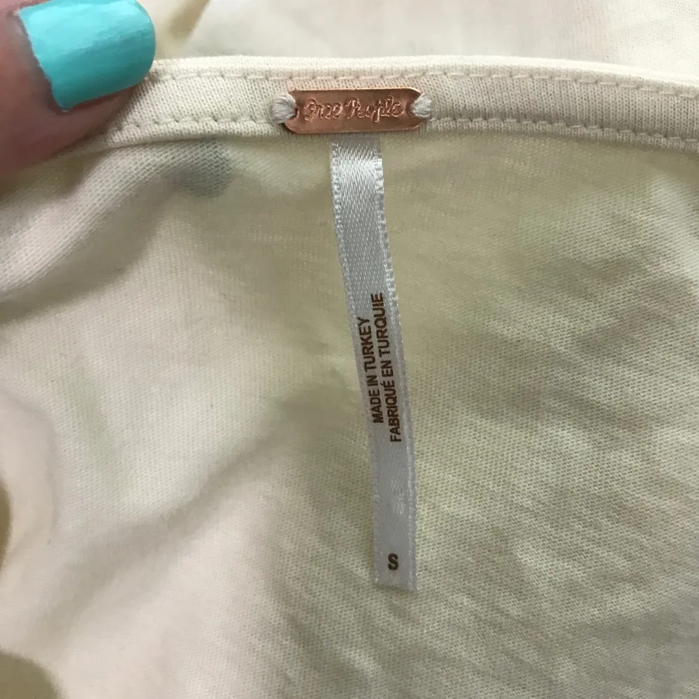 Free People What’s Up Henley Ivory Cream Short Sleeve T-shirt Small Button Front - Image 7