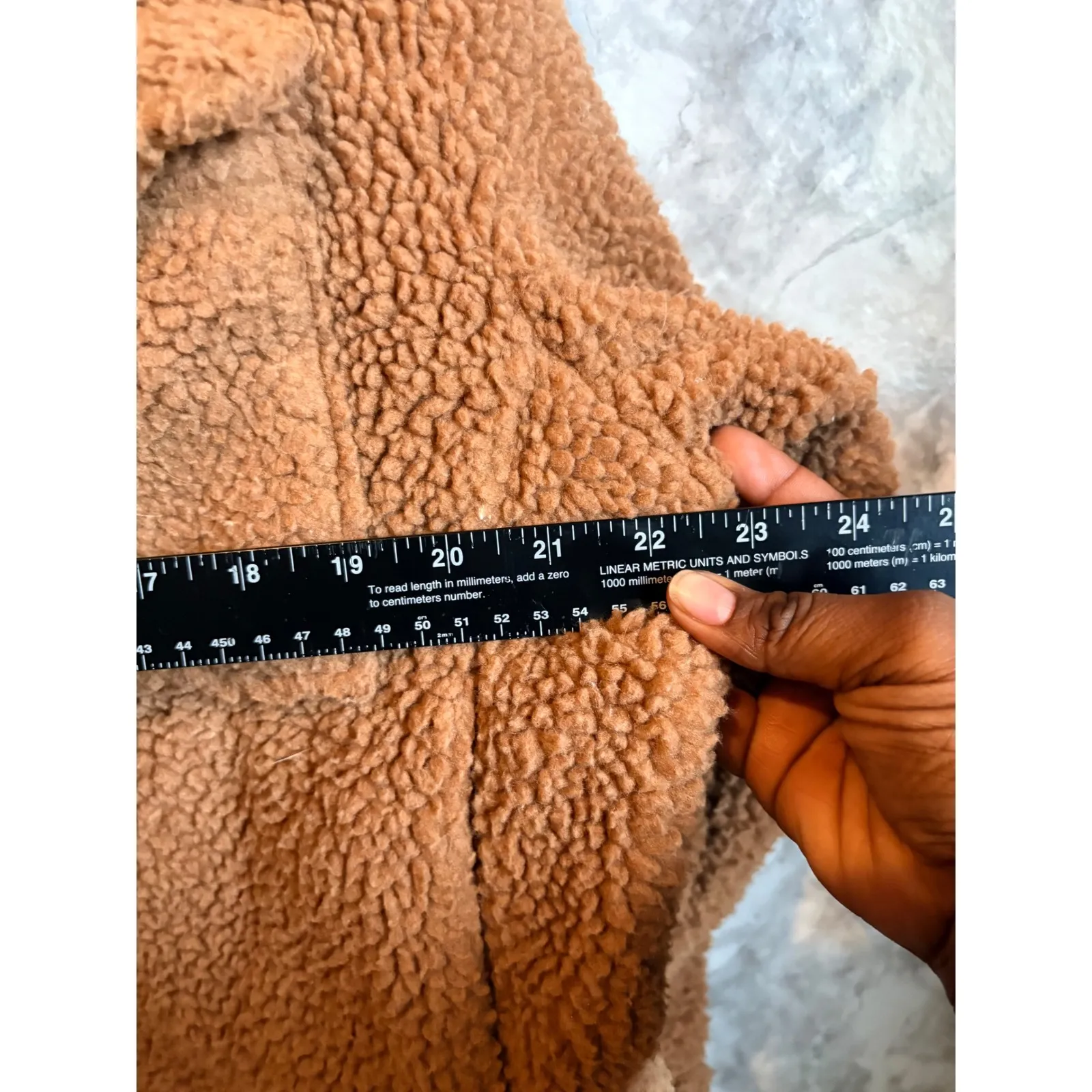 American Eagle Sherpa Trucker Jacket Brown‎ Button Front Cropped Women's M - Image 6