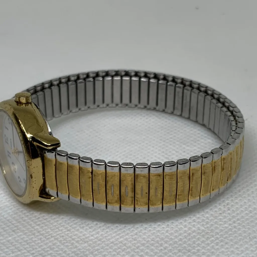 Timex women’s watch quartz analog silver gold tone 25mm round case running - Image 3