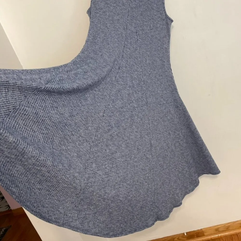 GAP Ribbed Softspun Sleeveless Midi Dress Navy Blue White Marled Ribbed V-Neck S - Image 14