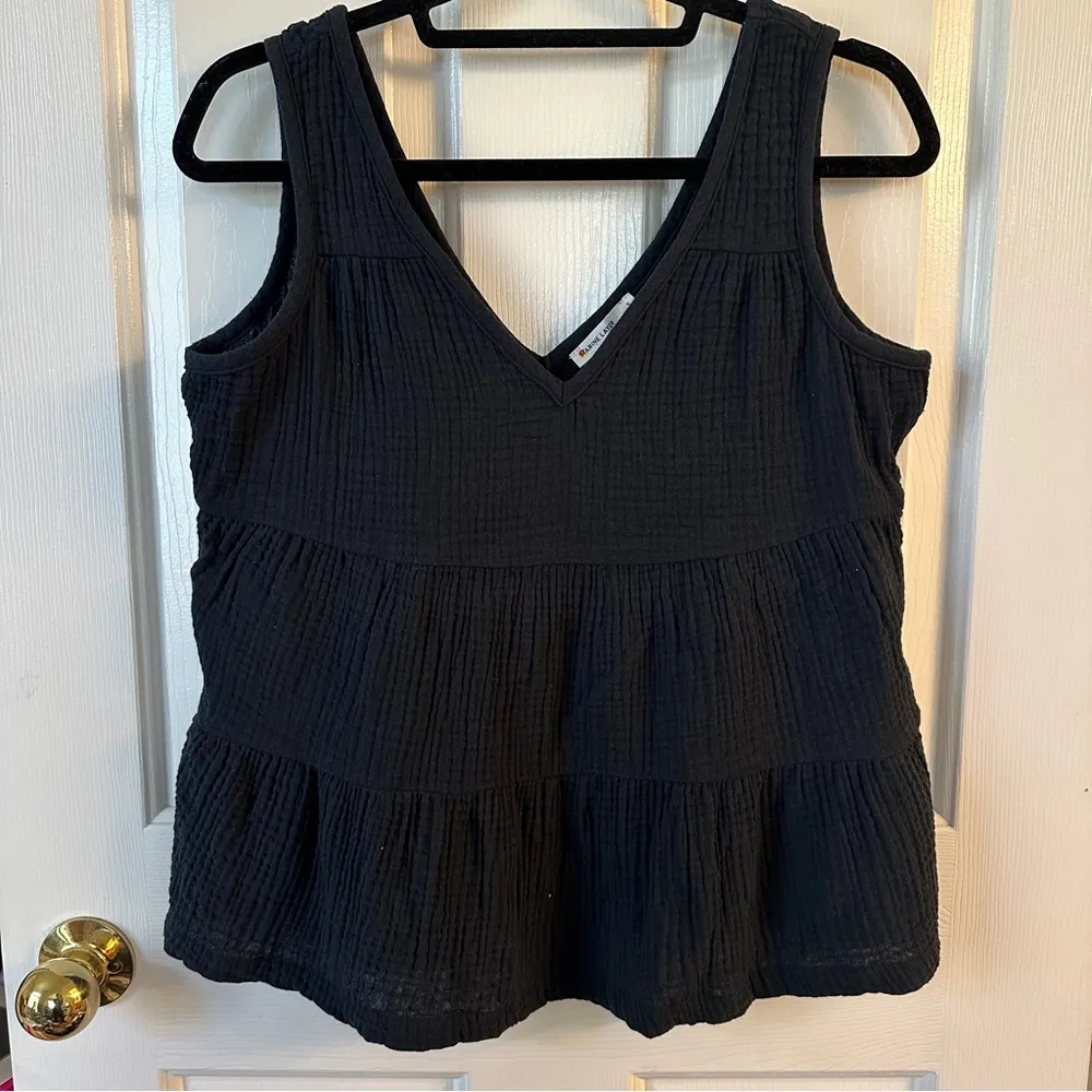 Black Corinne Tiered Tank Size Small - Image 2