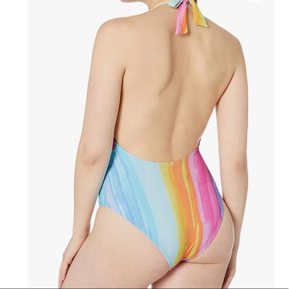 Rachel Roy Wrap Front Belted One Piece Swimsuit Blue - Image 2