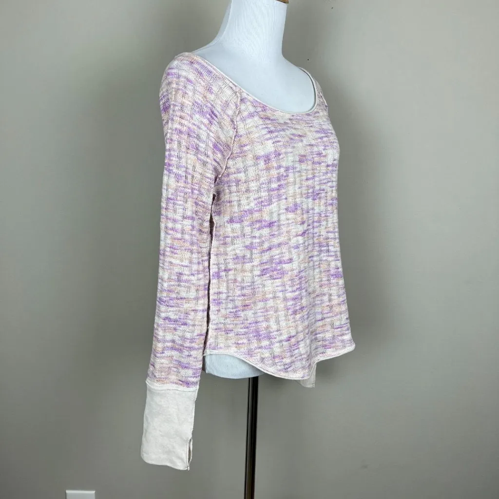 We The Free People Top Womens Medium‎ Open Knit Spaced Out Scoop Neck Thumbholes - Image 7