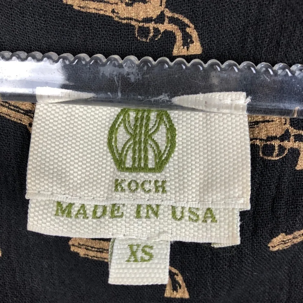 Koch Black Dress Gold Revolver Print Made in USA - Image 3