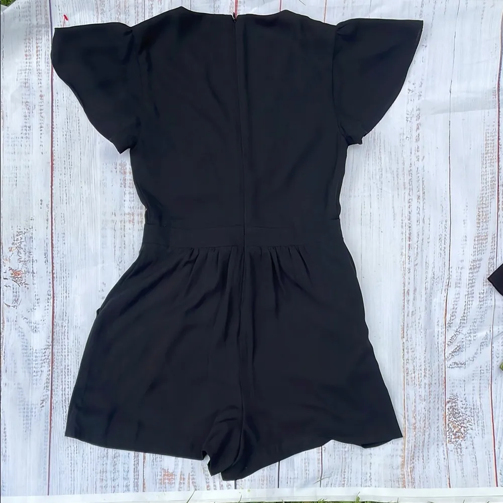 Express Elegant Black Flutter Sleeve Romper - Image 6