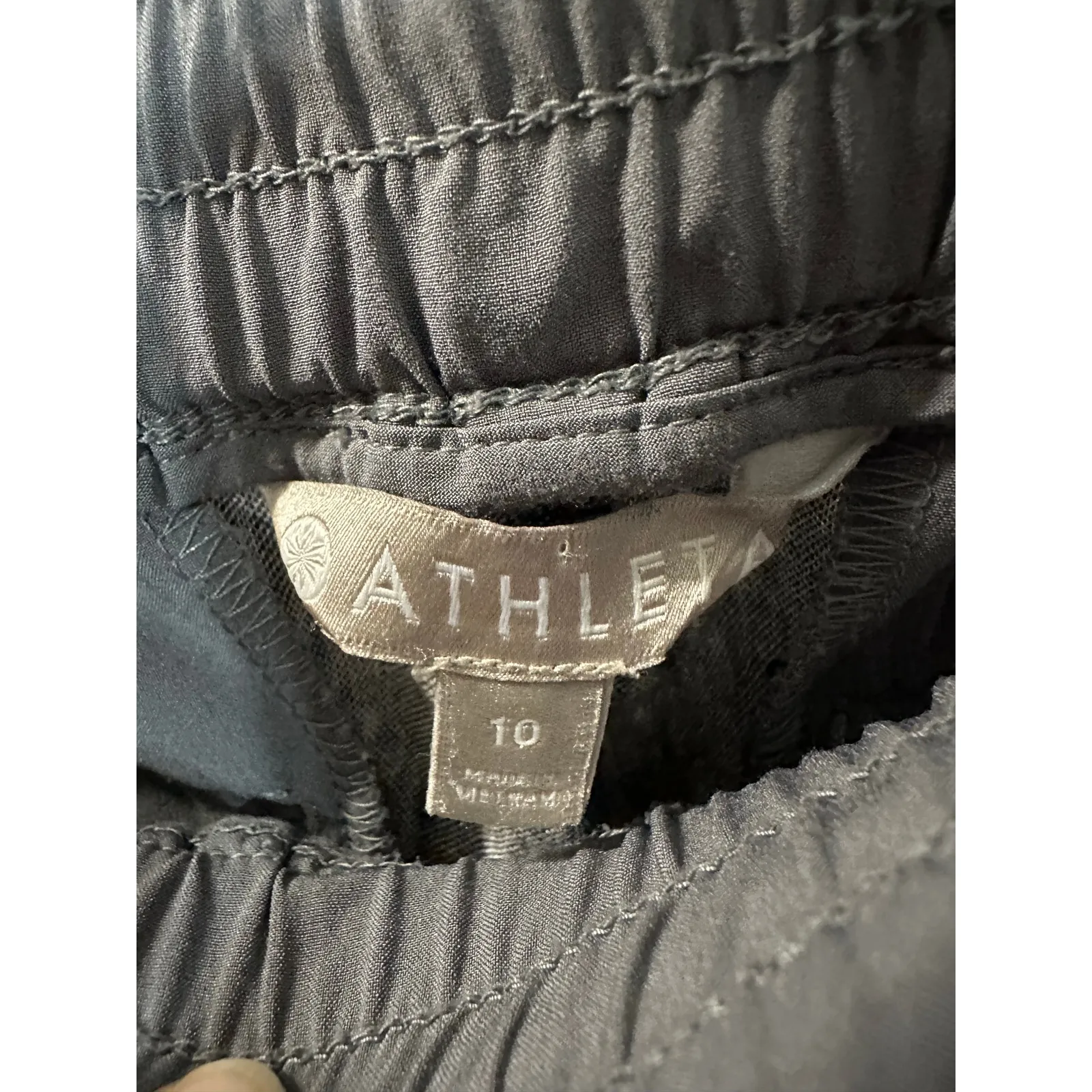 Athleta Linen Pants Drawstring Waist Gray Women 10 Lounge Athleisure Light Comfy - Image 3