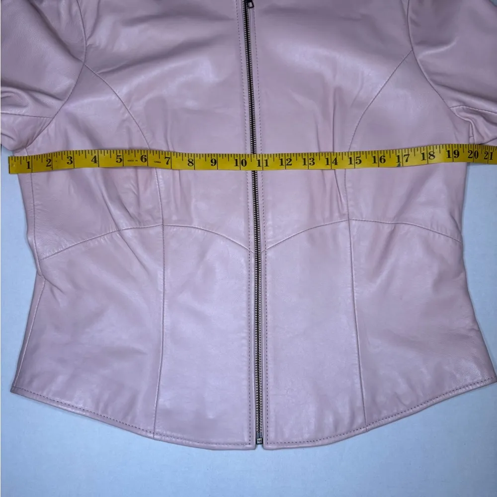 BAGATELLE Petite Light Pink Soft Genuine Leather Women's Jacket, Zip, Size 12. - Image 15