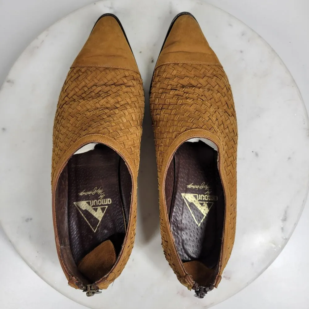 Amoura Papa Jimenez Mule Bootie Shoes Women 7.5 Brown Woven Slip On Pointed Toe - Image 3