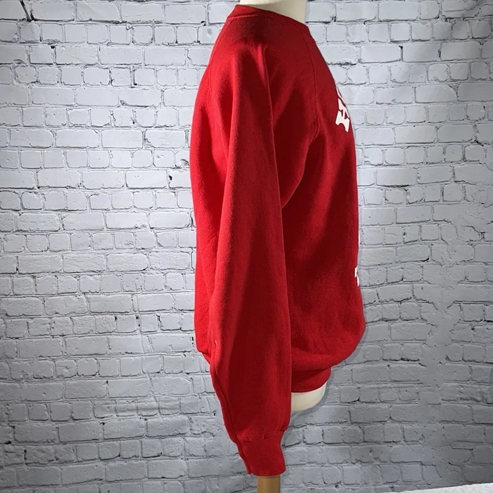 Red Hug Me In Texas 80s Christmas Teddy Bear Vintage Sweatshirt 1987 size XL - Image 10