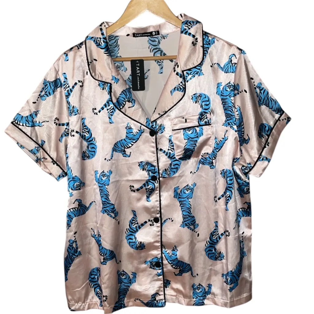 Tart Collections Tiger Printed Satin Pajamas Pink Size XL - Image 5