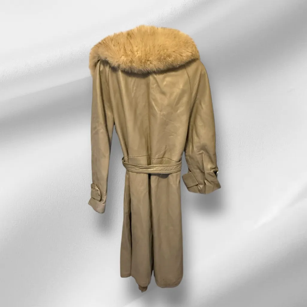 Vintage 24 K Leather By Dan‎ Di Modes Leather Coat with Real Fur Collar Size L - Image 4