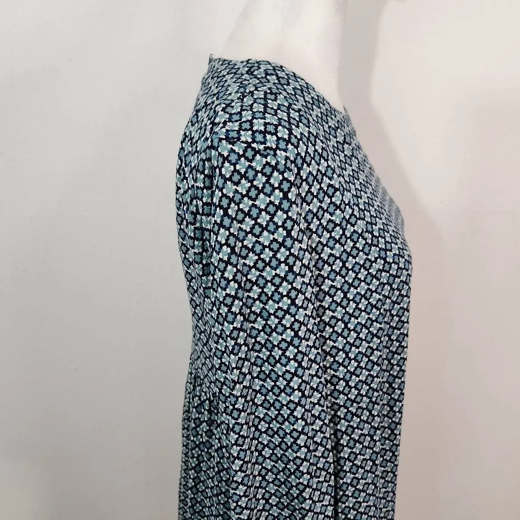 H&M Blue Geometric Print Mini Dress Size 6 H&M Blue Swing Dress - Image 4