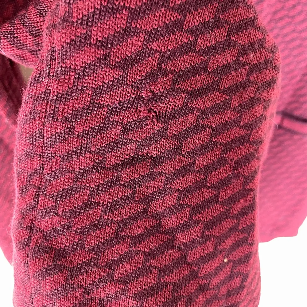 Magaschoni Red Wool Blend Loop Button Front Collared Cardigan - Image 4