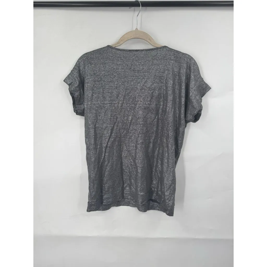 Eileen Fisher Metallic Silver Linen Jersey Drape Fit T-Shirt Women PP Minimalist - Image 2