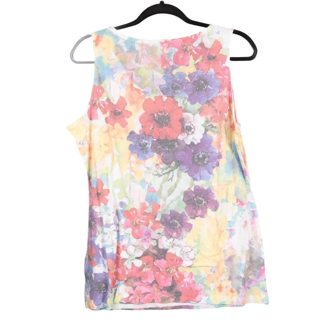 Carolyn Taylor Tank L Womens Sleeveless Floral Print Top Multicolor Faded Cotton - Image 5