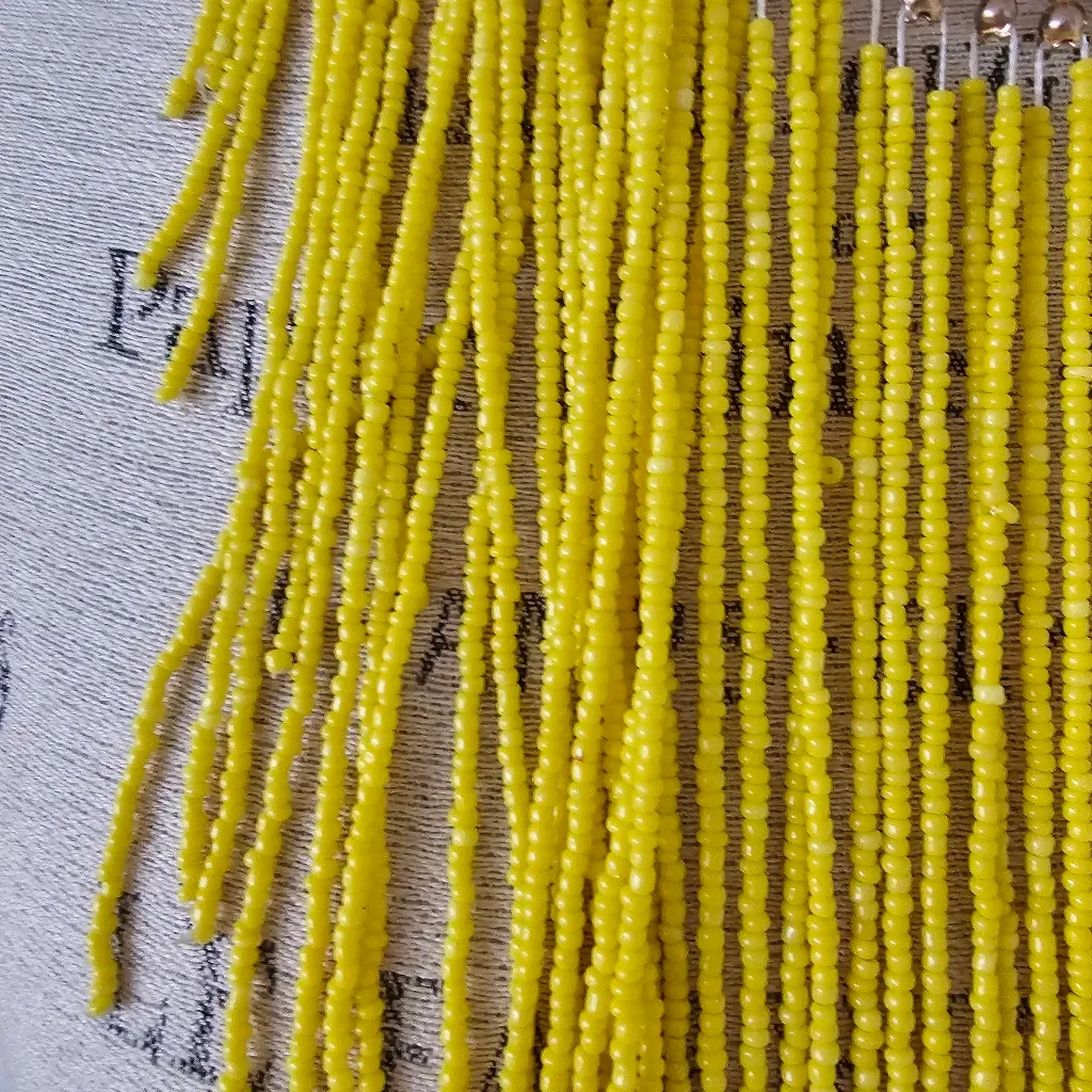 Yellow Beaded Large Collar Bib Festival Statement Necklace - Image 4