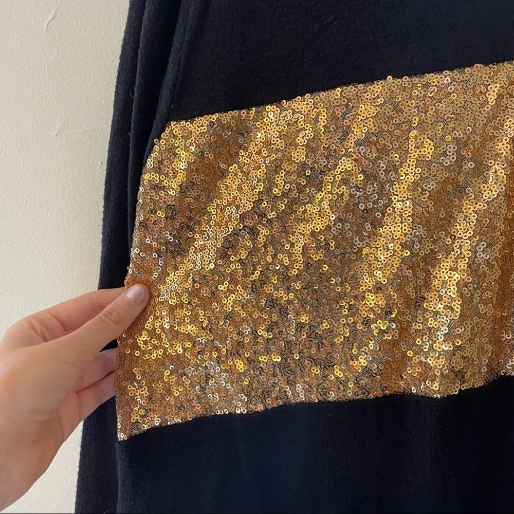 7th Ray Gold Sequin half zip pullover pockets soft black comfortable medium - Image 2