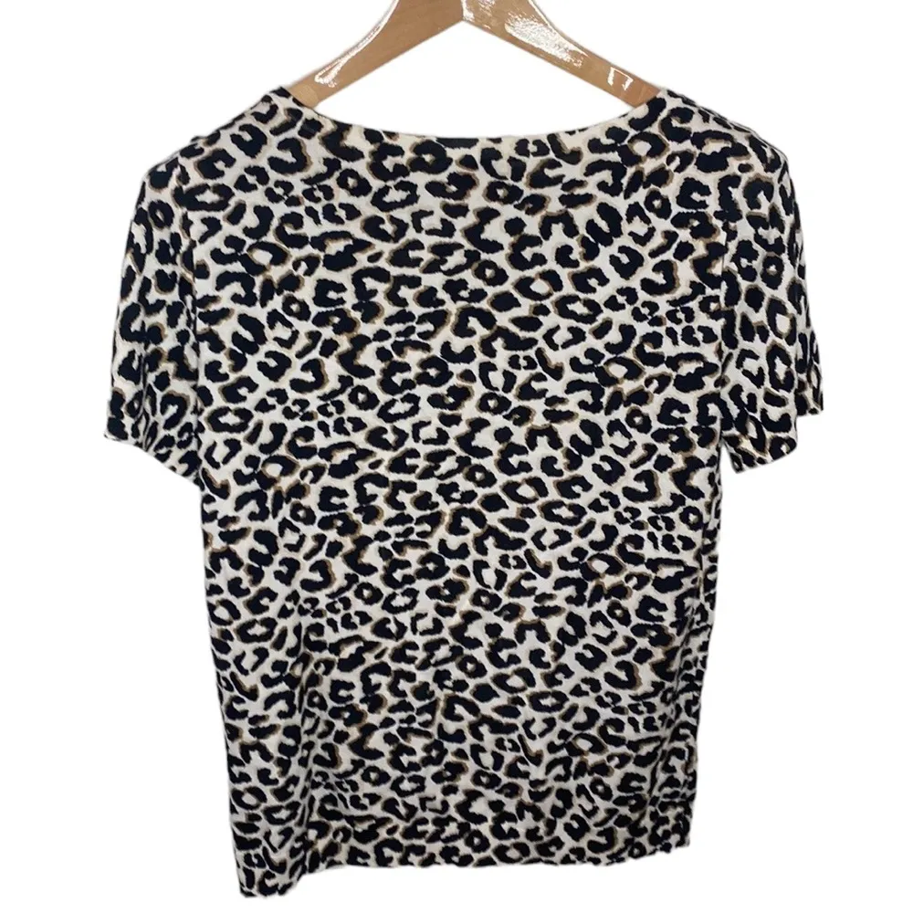 Talbots open neck pullover sweater top in abstract cheetah size M - Image 3