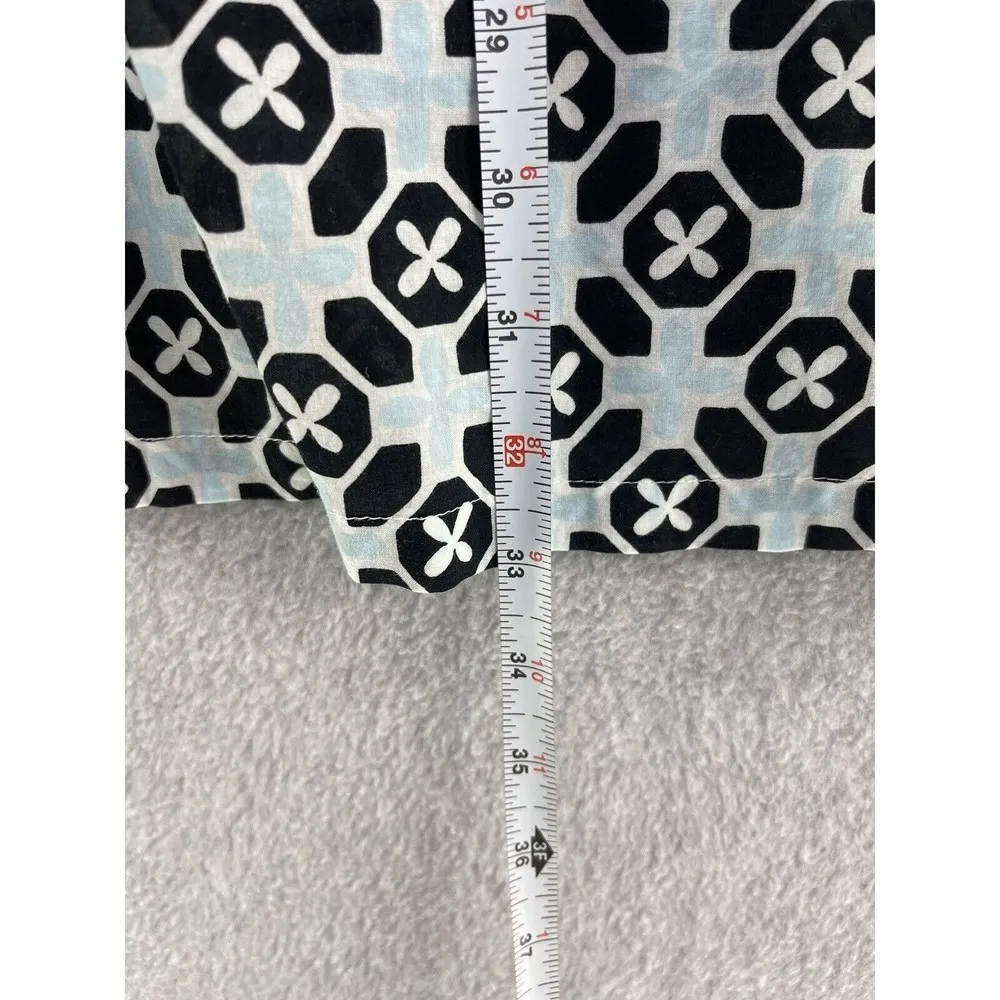 Talbots Women's Coverup Size Small 3/4 Sleeve 100% Cotton Blue Black Geometric - Image 5