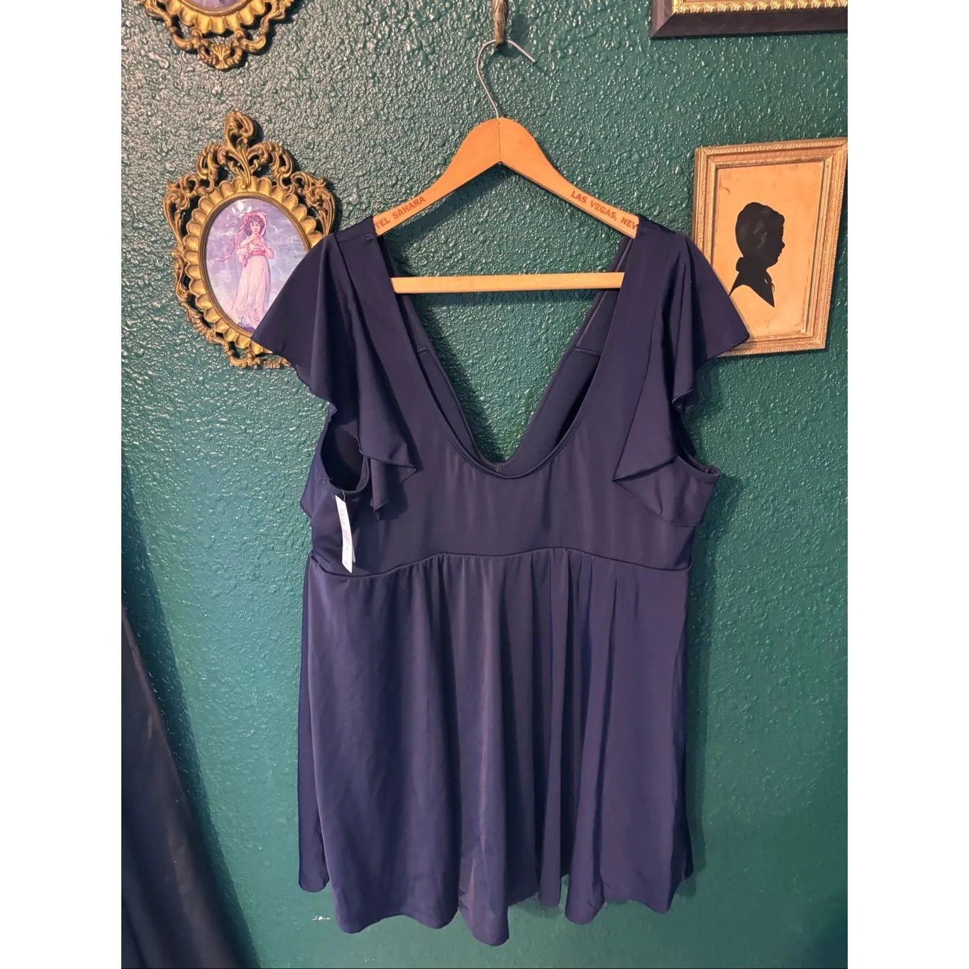 NWT Lane Bryant Flutter Sleeve Navy Blue Modest Swim Dress, Plus Size 22 - Image 3