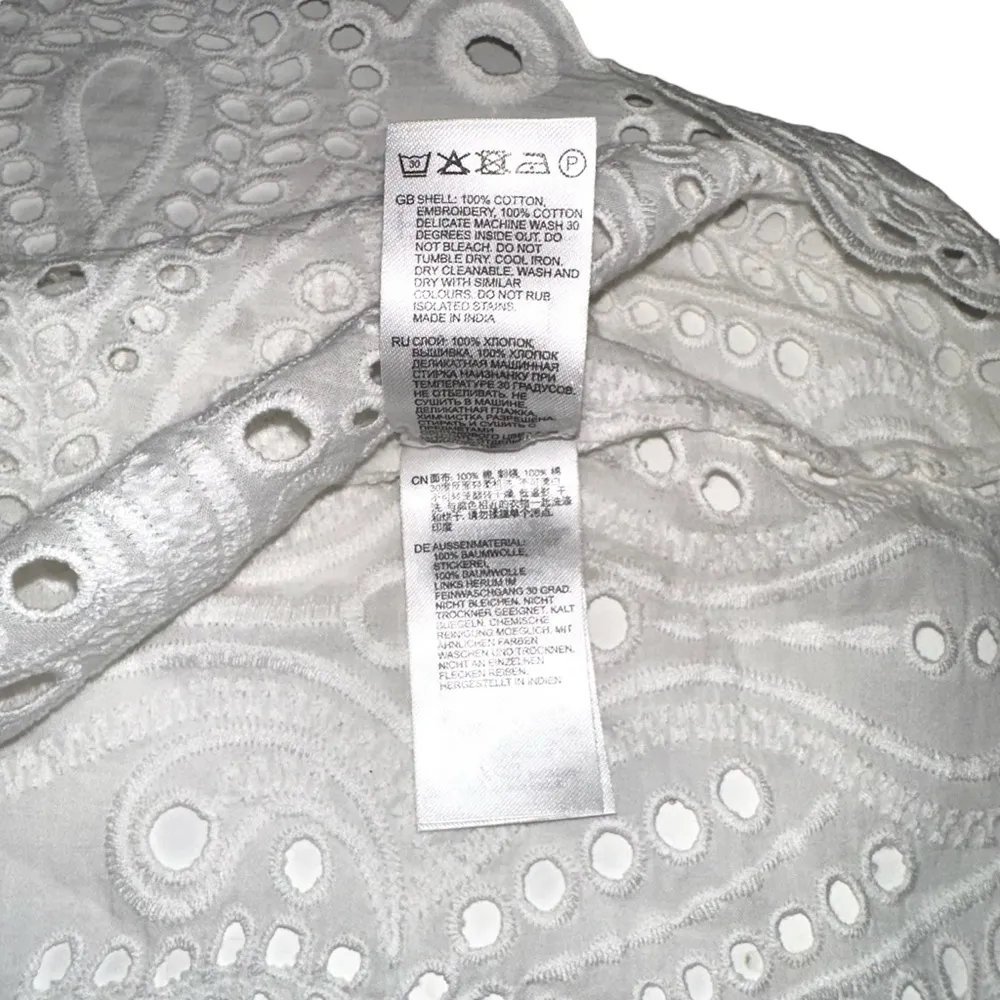 NWT Reiss Aubree Eyelet Short Sleeve Tie Neck White Top US 2 - Image 6