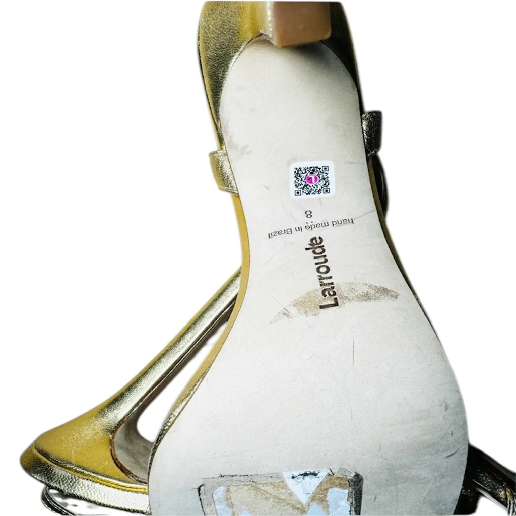 Larroude gold stiletto strap sandal heels NEW Size 8 - Image 6