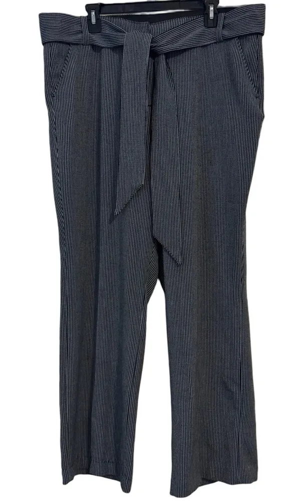 Lane Bryant Wide Leg Dress Pants Black/Blue Size 18 Tie Waist - Image 1