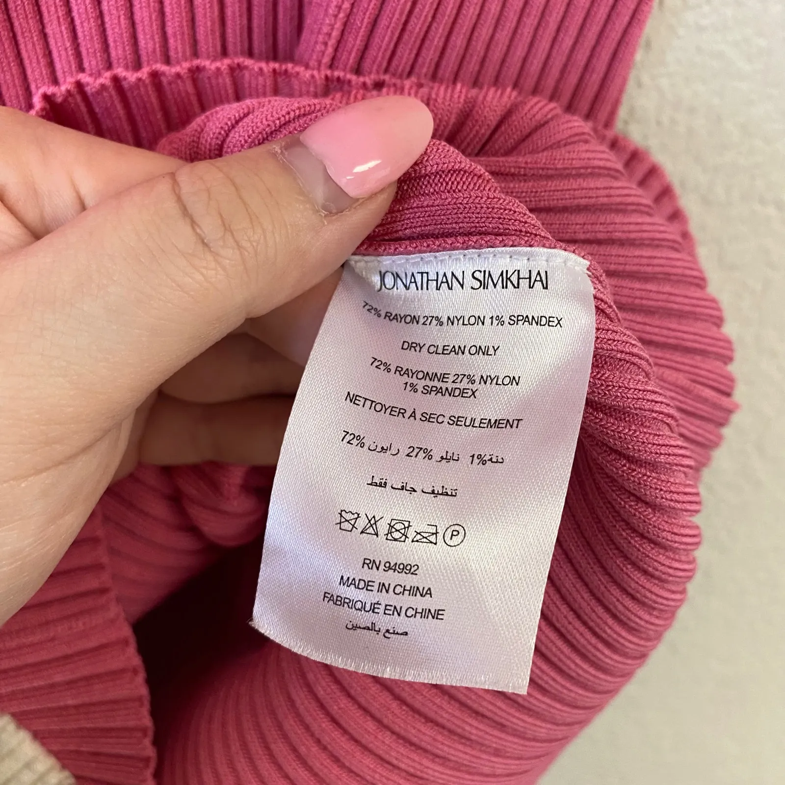 JONATHAN SIMKHAI Florence Mini Dress in Pink Punch Size Medium - Image 8