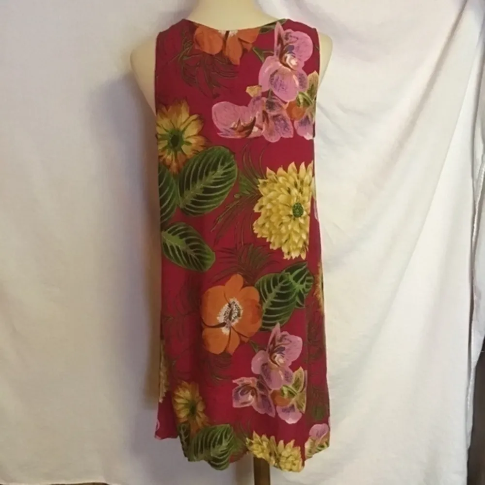 Vintage 90s floral n prayer plant Hawaiian midi dress Pink - Image 9