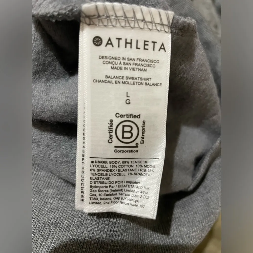 NWT Athleta Balance Hoodie Sweatshirt Full Zipper Grey Size Large - Image 7
