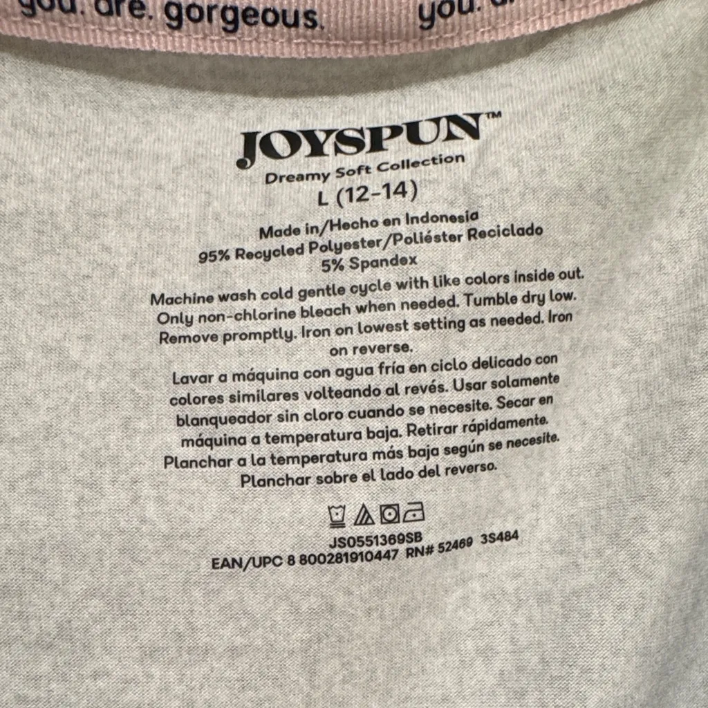 NWT Gray and Pink Plaid Coffee Pajama Set Size Large (12 - Image 2