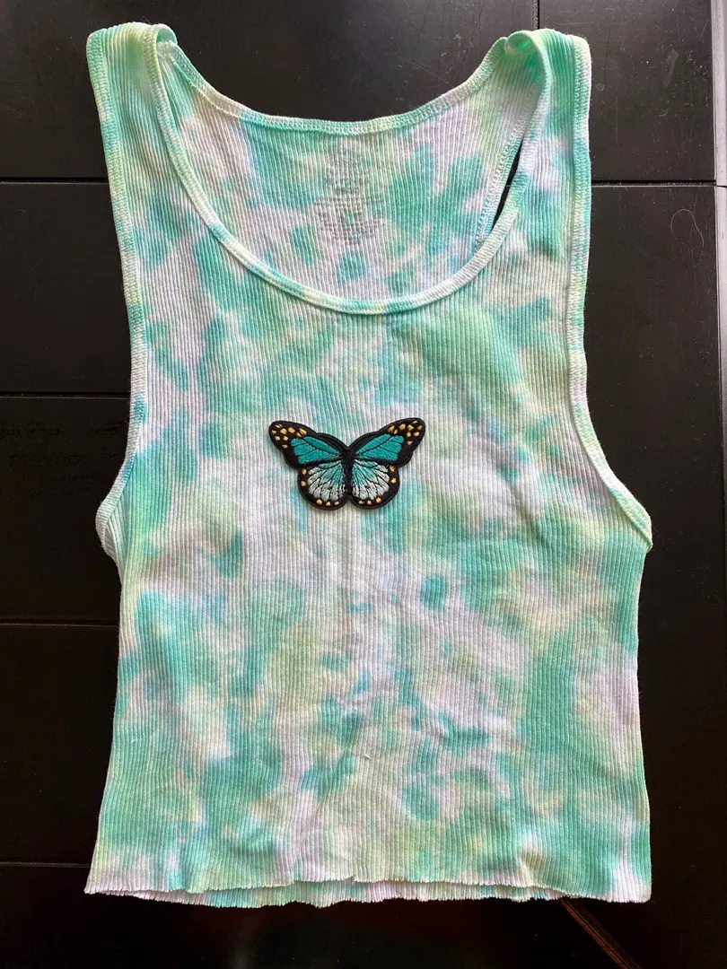 Butterfly tie dye tank top Green - Image 2