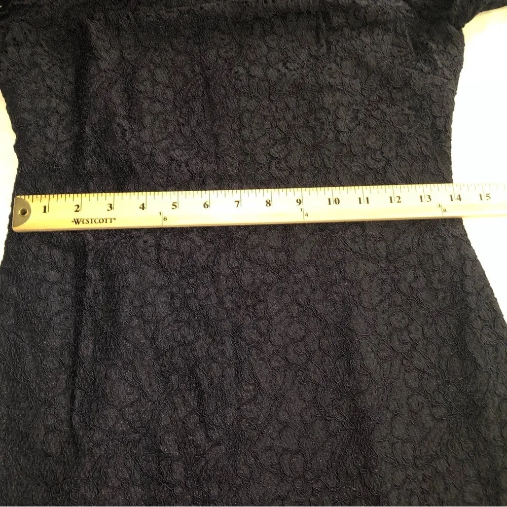 Adrianna Papell Navy Blue Lace Sheath Dress Size 8 Exposed Zipper Stretch - Image 10