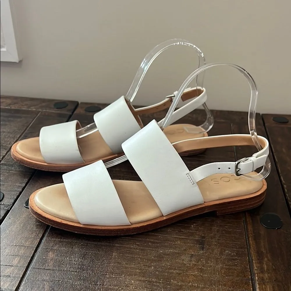 COS  Sandals Double Strap Flat White Leather Size US 8 - Image 2