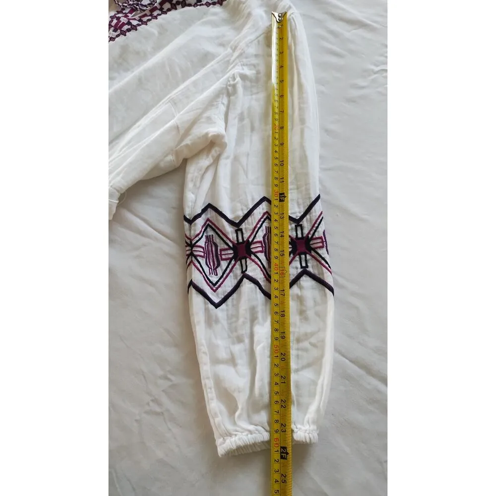 NTW Lane Bryant Size 18 WHITE COTTON GAUZE BOHEMIAN DRESS PURPLE EMBROIDERY - Image 13