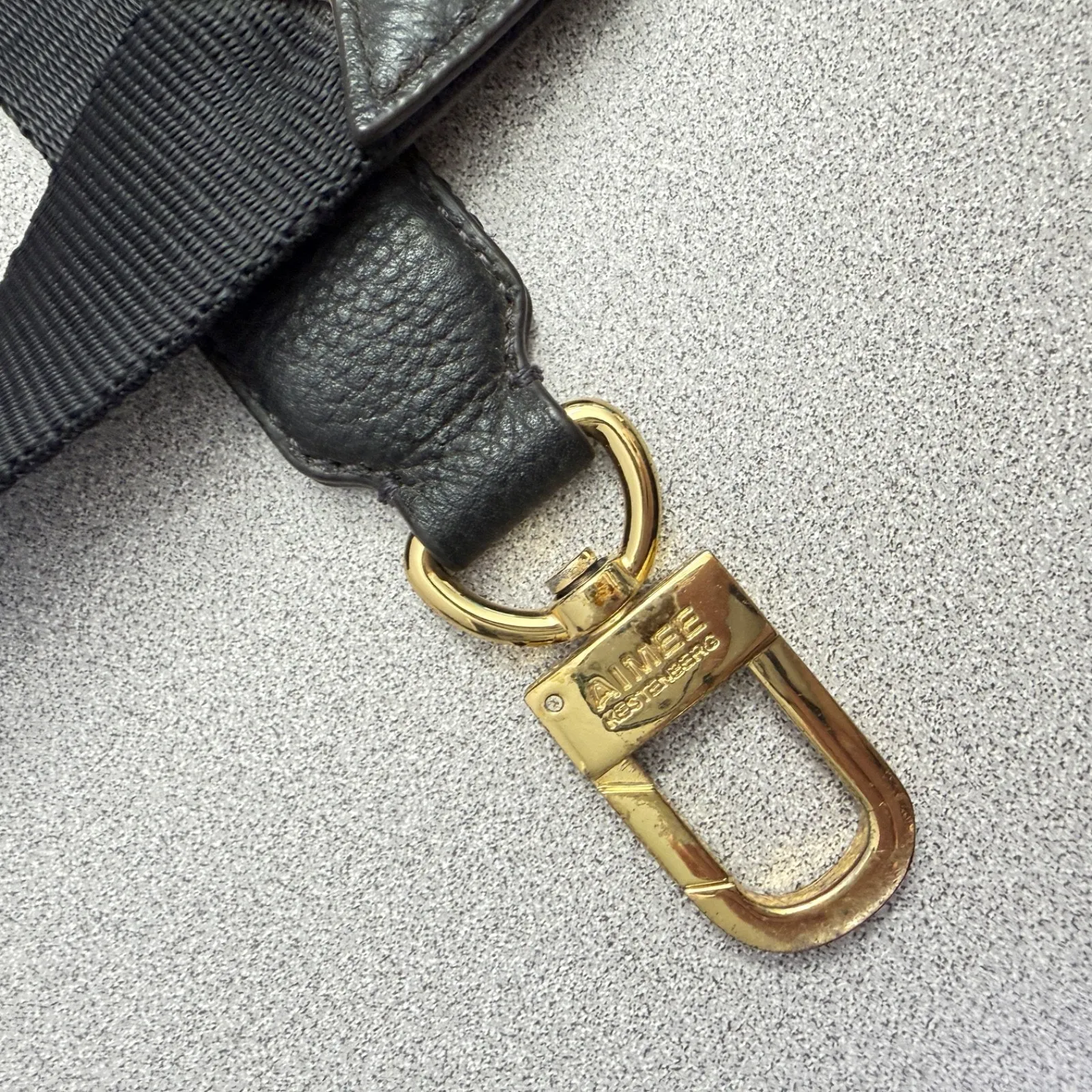 Aimee Kestenberg Replacement Strap Black Gold Nylon Leather Metal 27.5" 1.25" - Image 2