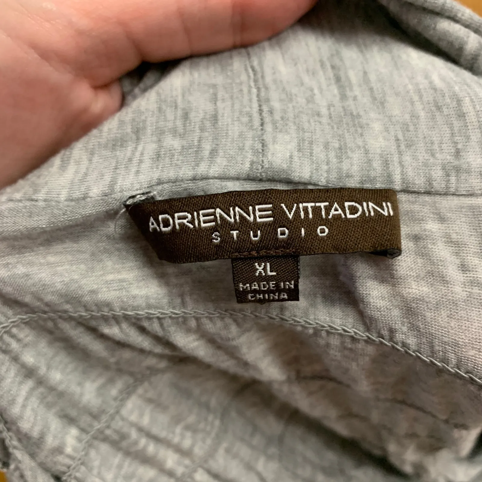 Adrienne Vittadini Drape Cardigan Women Size XL Open Front Lightweight Knit Gray - Image 5