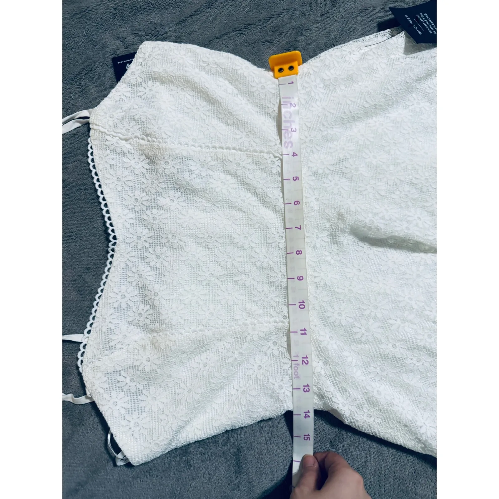 NWT Lulus Size Medium Definitely Lovable White Crochet Lace Tie-Strap Mini Dress - Image 5