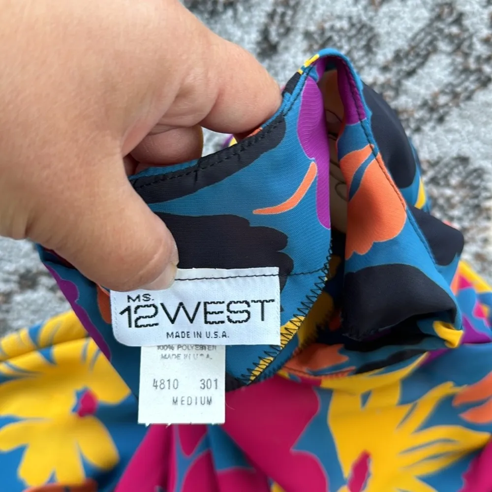Vintage Ms.12 West Sheer Floral Blouse & Skirt Set Medium Blue - Image 13