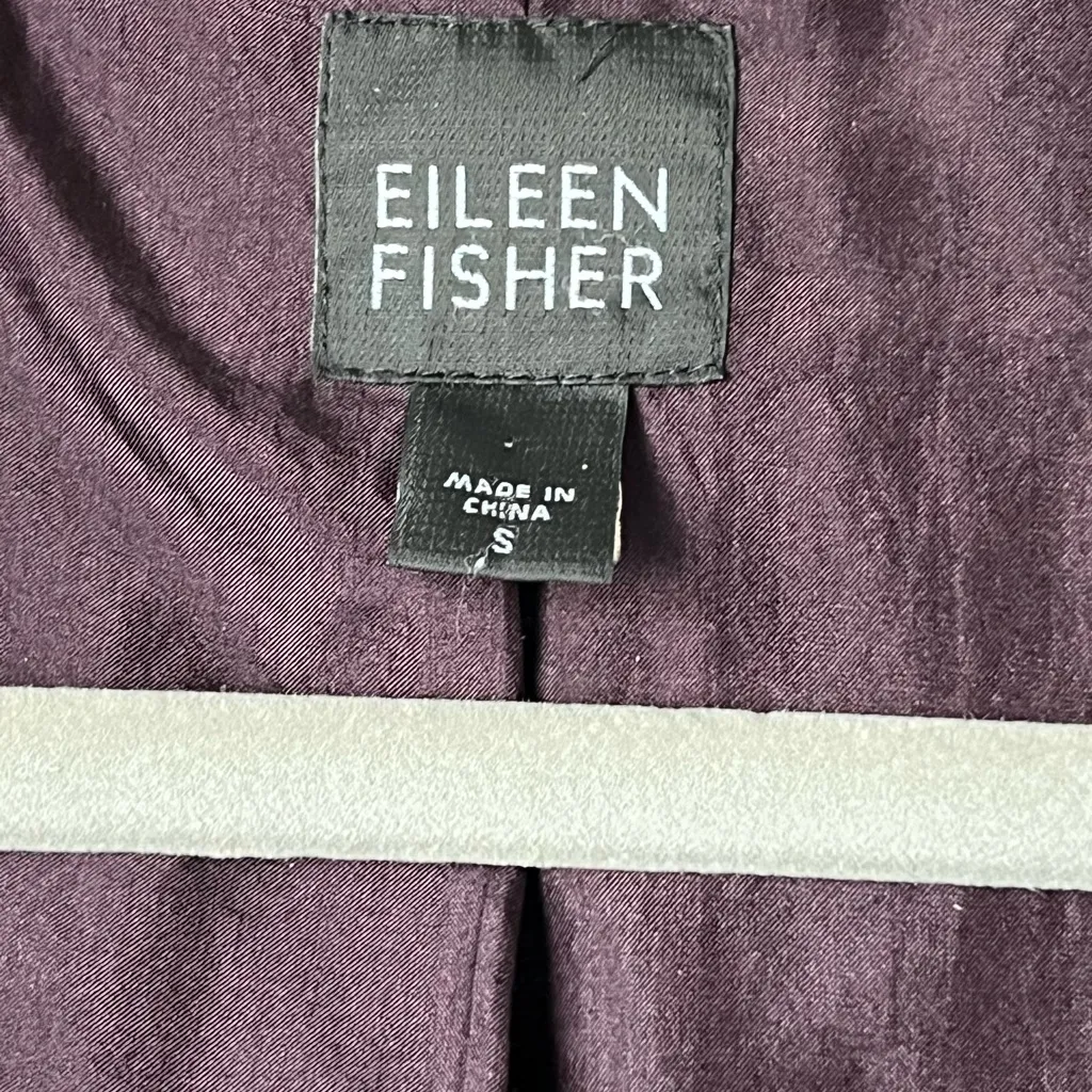 Eileen Fisher Silk Purple Plum Woman's  Small Embroidered  3/4 Sleeve‎ Blazer - Image 5