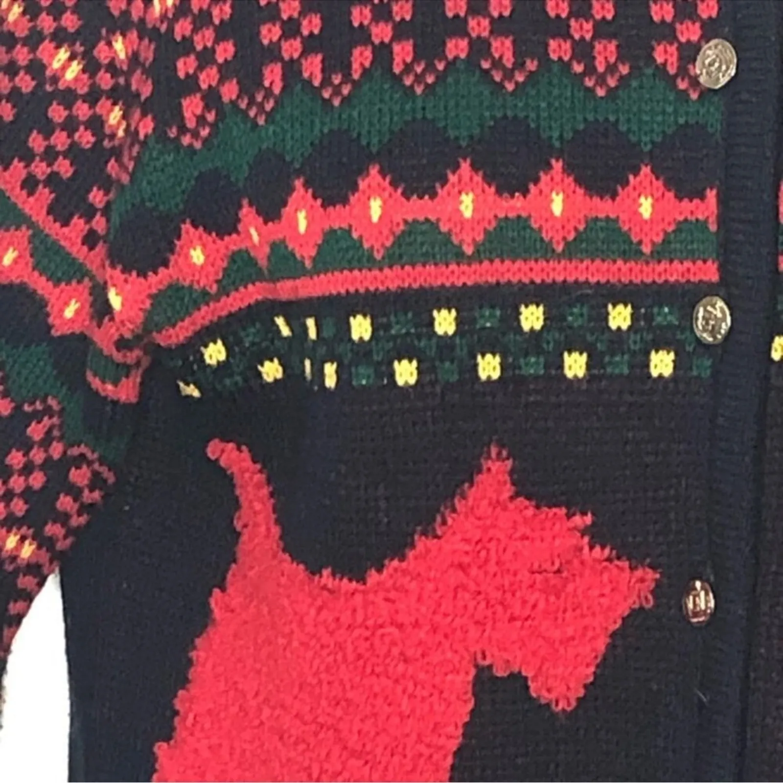 Vintage Casual Corner Scottish Terrier Cardigan M Navy Ugly Christmas Sweater Black Size M - Image 7