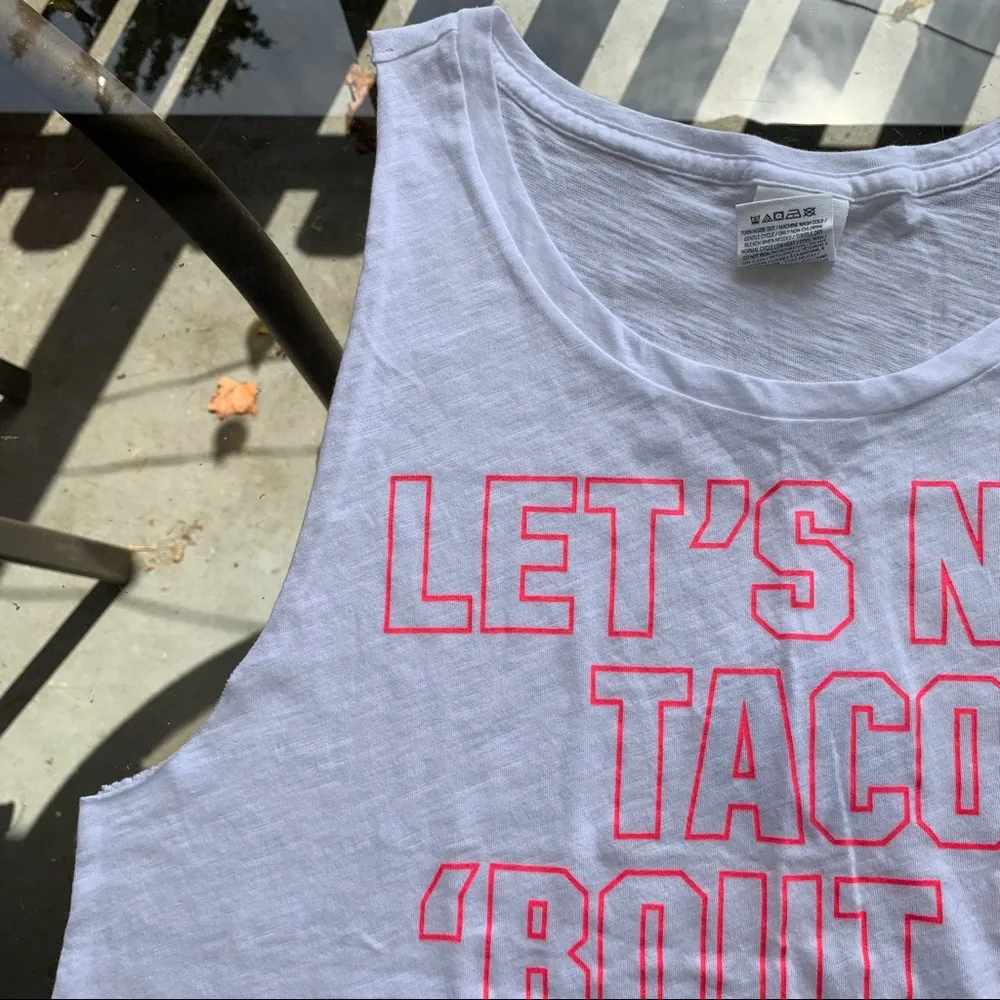 PINK Victoria’s Secret Let’s Not Taco ‘Bout It Muscle Tee in White/Pink - Small - Image 5
