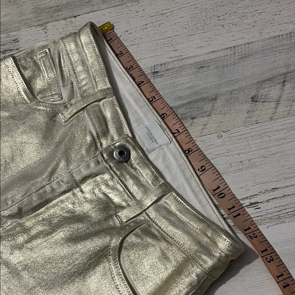 Jonathan Simkhai Rae High Rise Skinny Jeans in Gold Foil Size 26 - Image 11