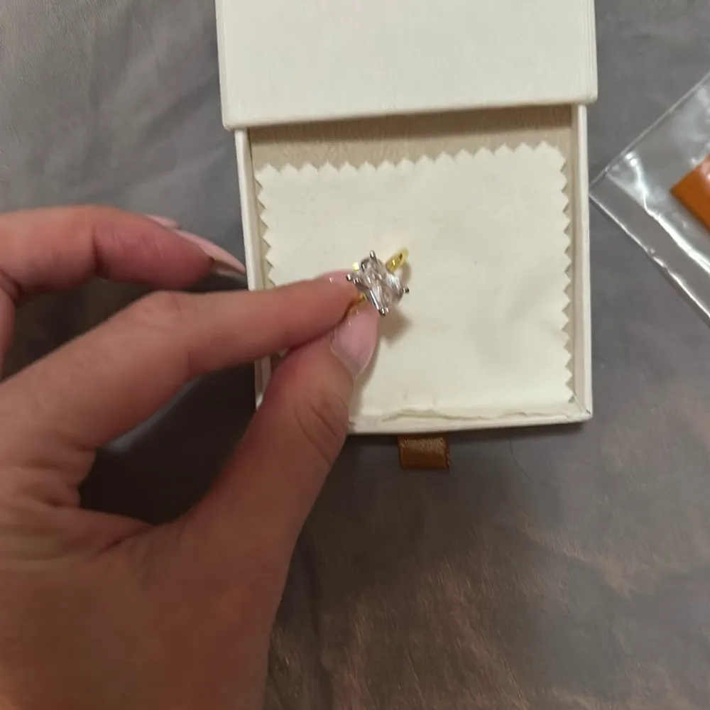 18K Gold Plated Sterling Silver 2 Carat Cubic Zirconia
Solitaire Engagement Ring - Image 3