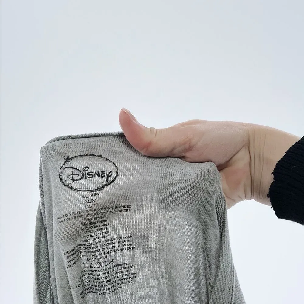 Disney Mickey and Minnie Sequined Heart Gray Pullover Sweatshirt XL - Image 3